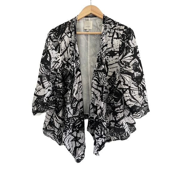 Sejour Black White Cropped Open Kimono Cardigan Womens 16W Career Minimalist - Picture 1 of 15